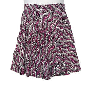 Frances & Benedict Sz S Full Pleated Skirt African Block Print Purple Cotton